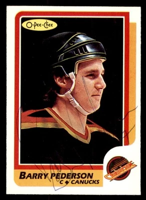 1986 OPC O-Pee-Chee Hockey #34 Barry Pederson Signed Autograph (no COA) *d2 - Image 1 of 2