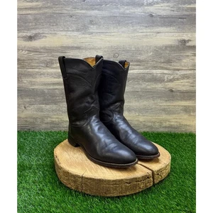 Justin Men - Size 9D - Black Roper Cowboy Boots Style 3133 - Picture 1 of 11