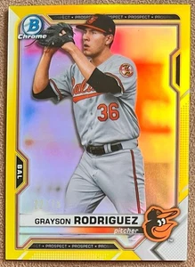 2021 Bowman Chrome Yellow Refractor #BCP-118 Grayson Rodriguez /75 Orioles SP RC - Bild 1 von 2
