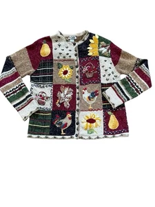 Tiara International Patchwork Strickjacke Chicken Ramie Baumwolle Oma Pullover Gr. M - Bild 1 von 9