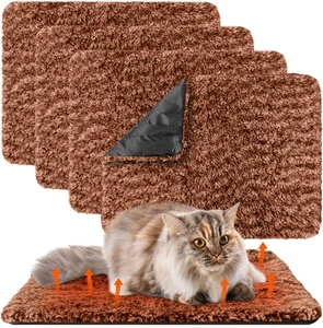 4 Pack Self Warming Cat Bed Indoor Dog Cat Pad Washable Thermal Crate Mat 16x20 - Picture 1 of 11