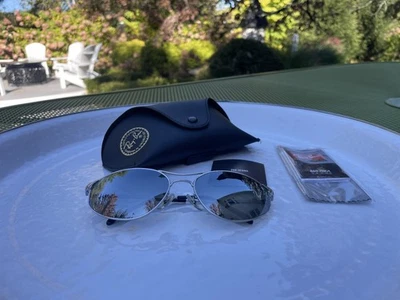 NEW RAY BAN MENS OLYMPIAN MIRRORED SILVER SUNGLASSES RB3131 003/40 59017 ITALY - Image 1 of 4