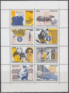 MONACO Sc # 1963a-h CPL MNH HOJA de NACIONES UNIDAS 50a ANN - Imagen 1 de 1