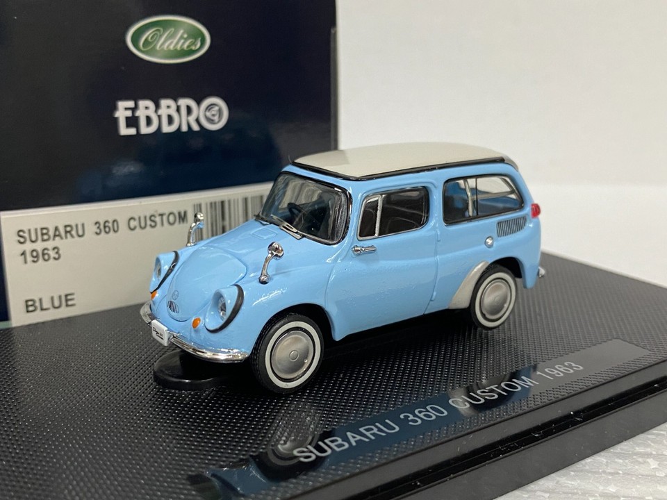 1:43 EBBRO 43626 Subaru 360 Custom 1963 Light Blue diecast scale 