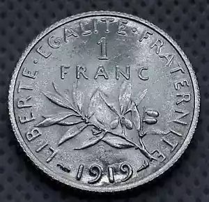 1 Franc 1919. France silver coin, REPUBLIQUE FRANÇAISE - Original silver coin ! - Picture 1 of 2