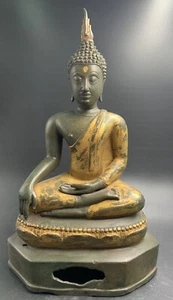Antique Chinese Bronze Sitting Buddha Qing Dynasty - Picture 1 of 12