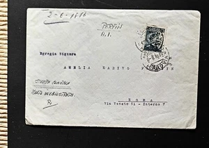 1916 busta con bollo 20/15 c. michetti perfin sovr. doppia e confusa - Foto 1 di 2