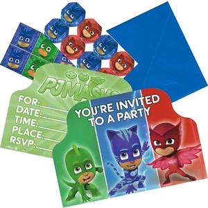 PJ MASKS INVITATIONS (8) Birthday Party Supplies Stationery Cards Notes Disney - Picture 1 of 3