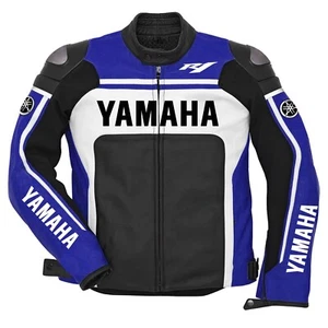 YAMAHA Racing Motorcycle Biker Leather Jacket Mens Motorbike Leather Jackets CE - Picture 1 of 3