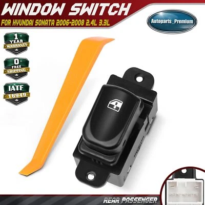 Interruptor de janela de energia traseiro do passageiro para Hyundai Sonata 2006-2008 L4 2.4L V6 3.3L - Imagem 1 de 4