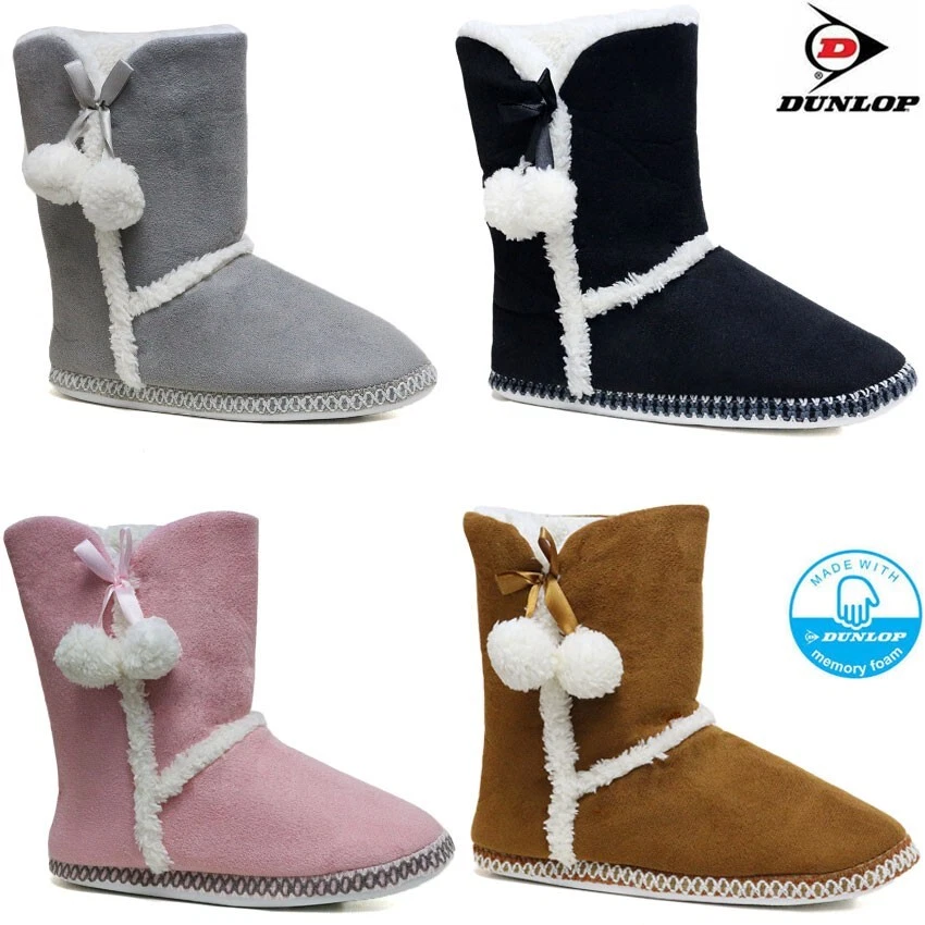 LADIES SLIPPERS WOMEN DUNLOP MEMORY FOAM FUR THERMAL ANKLE BOOTS WARM SHOES SIZE - Image 1 of 1