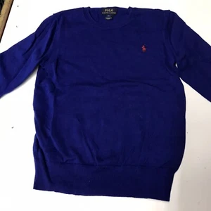 Polo Ralph Lauren Royal Blue Cotton Elbow Patches Sweater  Boys Size 7 - Picture 1 of 10
