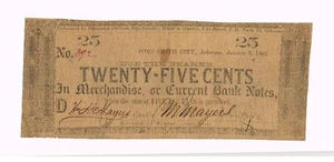 M. MAYERS & BROTHERS  JAN. 5, 1862  ARKANSAS SCRIP SCARCE ROTHERT 234-7  FINE - Picture 1 of 2