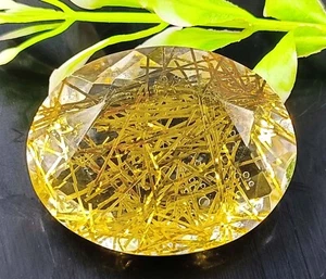 74 CT EXQUISITE GOLDEN RUTILATED QUARTZ OVAL CUT CERTIFIED LOOSE GEMSTONE MUO - Picture 1 of 8