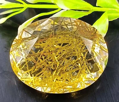 74 CT EXQUISITE GOLDEN RUTILATED QUARTZ OVAL CUT CERTIFIED LOOSE GEMSTONE MUO - Image 1 of 4