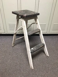 Vintage Wood Step Ladder 23” Plant Stand Book Shelf Display rustic - Picture 1 of 9