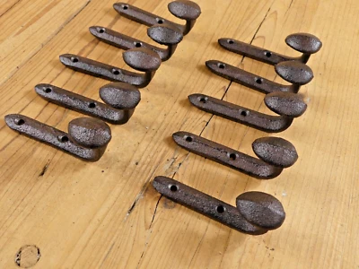 10 ganchos rústicos para abrigo de hierro fundido montaje en pared sombrero gancho toalla ferrocarril picos baño Foto 1 de 4