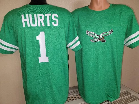 1922 Mens Eagles JALEN HURTS Vintage "2 Stripes" Kelly Football Jersey Shirt NEW Cover