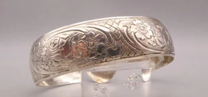 Armreifen Armspange Silber 800 antikes Prachstück mit floralen Gravierungen - Bild 1 von 6