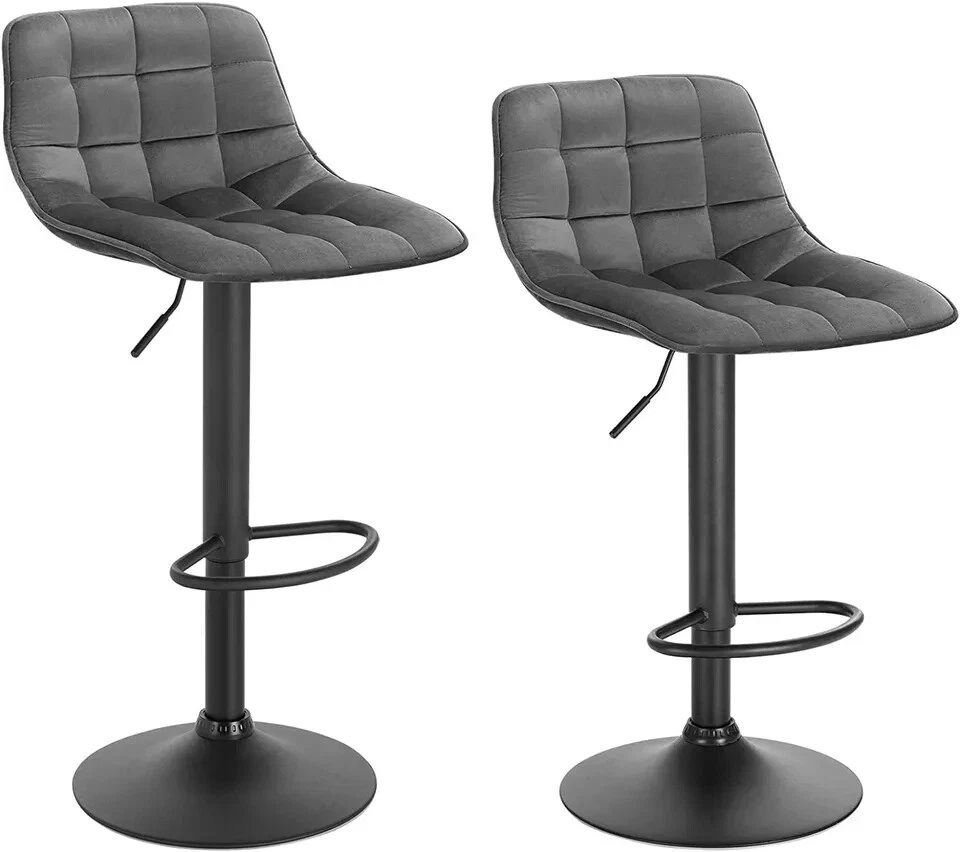 2 X Bar Stools Velvet Bar Chairs Metal Legs Breakfast Bar Pub Chair Home Kitchen - Image 1 of 1