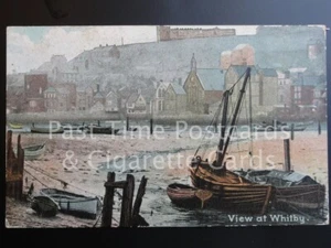 c1908 Yorkshire: View at Whitby - showing fishing boats in harbour - Picture 1 of 1