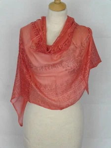 Small Ethnic Hindu/Buddhist Scarf Red Om Ganesh Buddha Natraj Shiva Krishna - Picture 1 of 3