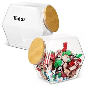 2 Pcs 156 oz Plastic Candy Jars with Lid Hexagon Jars with Lids Hexagon Cooki... - Picture 1 of 7
