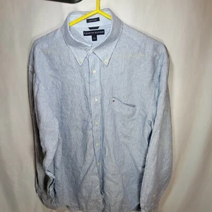 TOMMY HILFIGER HERREN VINTAGE NADELSTREIFEN REINES LEINEN L/S FREIZEIT HEMD GR L - Bild 1 von 6