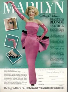 Muñeca publicitaria vintage 19 pulgadas Marilyn Monroe Franklin Herida 1990 - Imagen 1 de 1
