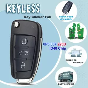 Fits For 8P0 837 220 D 433MHz Remote Car Key Fob For Audi A3 TT 2004-2013 HU66 - Picture 1 of 6