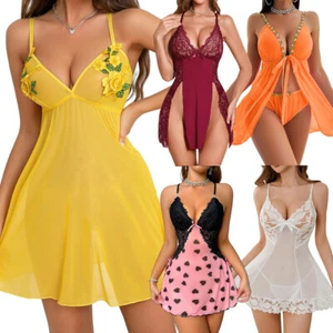 Women Sexy Lingerie Slip Dress Nightwear Underwear Babydoll Sleepwear G-string - Picture 1 of 87