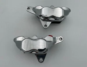 Hawg Halters Inc Harley Davidson Chrome 4 Piston Dual Disc Front Brake Calipers - Picture 1 of 24