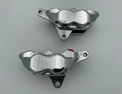Hawg Halters Inc Harley Davidson 铬 4 活塞双盘前制动卡钳 — 第 1/4 张图片