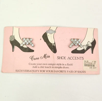 Juego de clips para zapatos Cara Mia estrás tono plata años 50 rosa publicidad 7/8" Foto 1 de 4