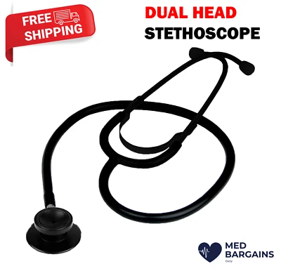 Dual Head Stethoscope for Doctors Nurses EMTs EverDixie - Stealth Black - Image 1 of 4