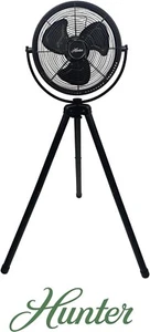 Hunter 90646 Metal Tripod Fan, Adjustable Tilt, 3 Speeds, 12", Matte Black NEW - Picture 1 of 6