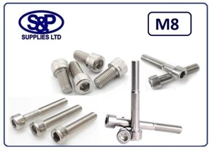 M8 - 8MM ST/STEEL SOCKET CAP ALLEN HEAD SCREW BOLT, FROM 12MM TO 150MM LONG - Picture 1 of 4