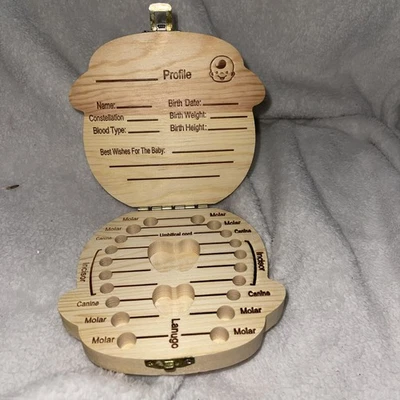 Детское молоко зубы навсегда деревянная коробка детский зуб органайзер информация о рождении ребенка подарок - Изображение 1 из 4