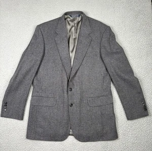 Vintage Lands End Blazer Mens 42L Gray Wool Houndstooth Sport Coat Jacket - Picture 1 of 17