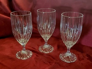 3 Mikasa Crystal Park Lane Iced Tea Water Goblets 7.5" SET Ribbed Foot EXCELLENT - Picture 1 of 5