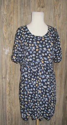 Oh! Mamma Maternity Vtg Navy Blue Floral Top Sz Large Cottage Core Boho Fall - Image 1 of 4