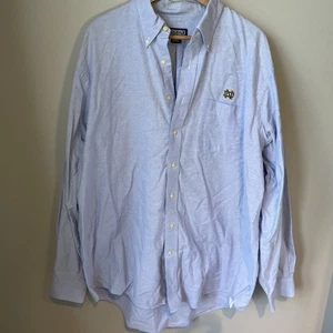 Lands End Men’s Button Down Shirt Notre Dame Embroidered Size 17.5- 37 Tall - Picture 1 of 9