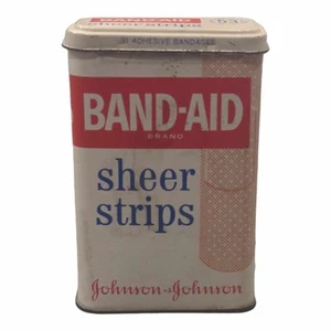 Vintage 1983 Johnson & Johnson Sheer Strips Band-Aid EMPTY Metal Tin Box 4614 - Picture 1 of 5