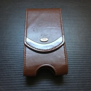 Vintage 1990er braun Kunstleder Werkzeug/Messer Schuber/Tasche mit Gürtelclip 5" Höhe - Bild 1 von 6