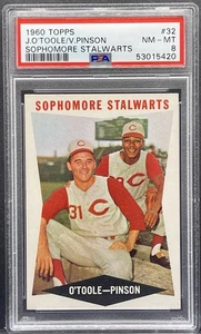 1960 Topps #32 Sophomore Stalwarts (Jim O'Toole / Vada Pinson) Reds PSA 8 - Picture 1 of 2