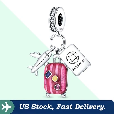 Подвеска KUNSIR из стерлингового серебра 925 пробы для браслета самолета паспорта путешествий сделай сам - Изображение 1 из 4