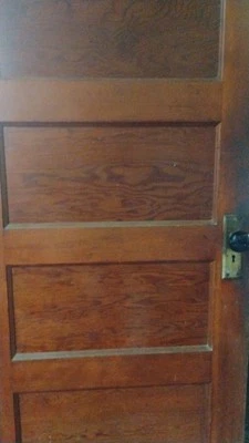 78.5" X 29.5"  Antique 5 Panel Solid Interior Door Skeleton Key Door Knob - Image 1 of 4