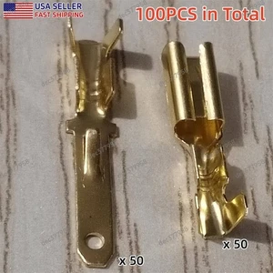100x Non Insulated Male Female 2.8mm Spade Terminal Quick Splice Wire Connectors - Picture 1 of 7