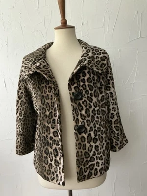 Rafaella Women’s Faux Leopard Jacket Bolero Sz Large Silky Plush Lined  - Image 1 of 4