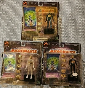 Time Traveler Palisades Micronauts x3! Series 1, Clear, Black, Blue New - Picture 1 of 5